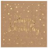 Servítky Happy Birthday hnedo-zlaté 25cm 10ks