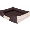 Stanislaw Jurga PillowPrim posteľ pre psov pohovka pre psov vankúš pre psov gauč posteľ pre domácich miláčikov veľkosť L 65x50 béžová so šteniatkom