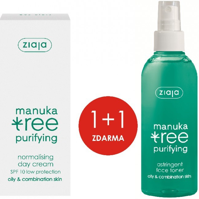 Ziaja Manuka Tree Purifying normalizačné denný krém 50 ml + Manuka Tree Purifying adstringentné pleťový tonik 200 ml darčeková sada