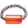 Nefertitis Karneol valček prsteň elastický s hematitom NF29438 - 54 - 59 mm (US 7 - 9,5)