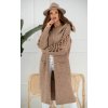 Fashionweek Dlhý cardigan, pletený kabát so vzorovanými rukávmi a kapucni ALEXISII . Farba: Camel, Veľkosť: Universal