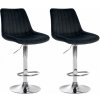 Design-Shop 2x Barová stolička Toni - zamat, chróm rám - Čierna
