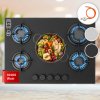 Klarstein Firetale, plynová varná doska, 5 hliníkových horákov, 70 cm, vrátane hadice a redukčného ventilu (CP11-Firetale5-BK)