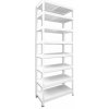 Kovový regál do domácnosti Biedrax 50 x 60 x 240 cm, biely - 8 políc biele lamino 12mm