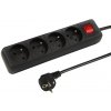 Predlžovací kábel PR-470WSP 4-Zásuvky s uzemnením+vypínač 3m čierny 3x1,5mm