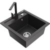 Mexen Vito, 1-komorový granitový drez 520x490x210 mm, čierna škvrnitá batéria Rita, čierna škvrnitá, 6503-76-670300-76