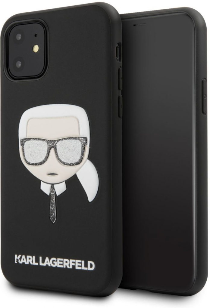 Púzdro Karl Lagerfeld Embossed Glitter iPhone 11 čierne