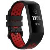 Silikónový remienok Fitbit Charge 3 / 4 – Perforated – čierno-červená