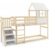 BMS Group Posteľ ANTRESOLA 200×90 cm so schodíkmi a strieškou – borovica
