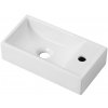 CERANO - Umývadlo keramické Giovanni, závesné pravé - biela lesklá - 41x22,5 cm