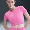 Nike Pro Womens Dri-FIT Short-Sleeve Cropped Graphic Top | 0198484911841 | Ružová | XS