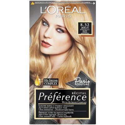 L'Oréal Préférence 8.32 farba na vlasy Berlin Rúžovozlatá blond 174 ml od  6,69 € - Heureka.sk