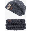 Doke Set pletená čiapka a nákrčník b denim tweed