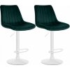 Design-Shop 2x Barová stolička Toni - zamat, biely rám Zelená
