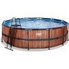 Bazén s pieskovou filtráciou Wood pool Exit Toys kruhový oceľová konštrukcia 488*122 cm hnedý od 6 rokov