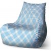Sablio Sedací vak Bean Modro-biele štvorce - 60 x 70 x 70 cm