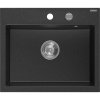 Mexen Oscar, 1-komorový granitový drez 580x490x205 mm, čierna-strieborná metalíza, 6519581000-73