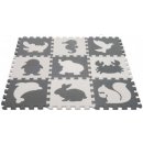 KIK Kontrastné penové puzzle 85 cm x 85 cm 9 ks čierna krémová