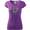 Folklór - sliepky s margarétkami - Dámske tričko Pure - XS ( Fialová )