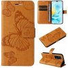 Peňaženkové kožené puzdro 3D Butterfly na Honor 200 Lite 5G - Žltá
