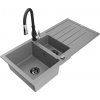 MEXEN/S MEXEN/S - Andres granitový drez s odkvapkávačom vrátane batérie Savita, šedá 6515-71-672601-70-B