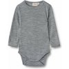 Merino body pre deti s dlhým rukávom šedá melange šedá Lucca Wheat Veľkosť: 86