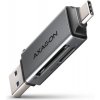 AXAGON CRE-DAC, USB-C + USB-A, 5 Gbps - MINI čítačka kariet, 2-slot &