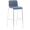 Barová stolička Hoover látka 4-nohý rám chróm, modrá