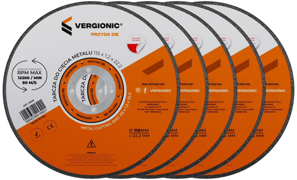 Vergionic 0346 Rezný kotúč na kov 115 mm, 5 ks