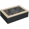 Excellent Houseware Drevený organizér na čaj Positive Black, 24x16,5x7 cm