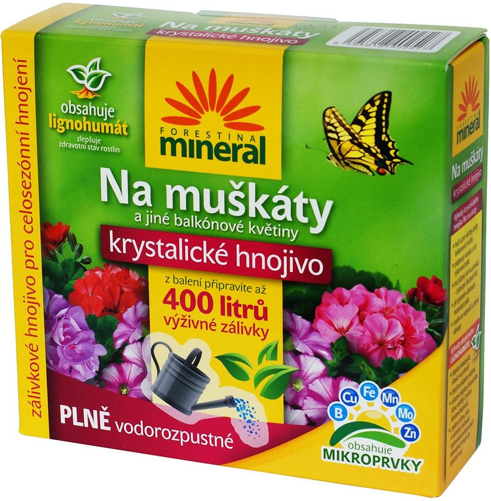 FORESTINA Kryštalické hnojivo na muškáty a balkónové kvety s lignohumátom MINERAL 400g