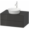 DURAVIT White Tulip závesná skrinka pod umývadlo na dosku, 2 zásuvky, 800 x 550 x 408 mm, grafit vysoký lesk, WT49850H1H1