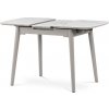Jedálenský stôl 110+30x75 cm, keramická doska biely mramor, masív, sivý vysoký lesk HT-401M WT