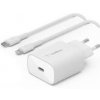 Belkin 25W USB-C Power Delivery PPS nástěnná nabíječka + 1m USB-C na lightning kabel, bílá WCA004vf1MWH-B5