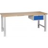 Manutan Dielenský stôl Weld so zásuvkou, 84 x 200 x 68,5 cm, sivý