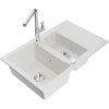 Mexen Gaspar, 1,5-komorový granitový drez 737x475x177 mm a drezová batéria Flora, biela, 6507-20-670401-00