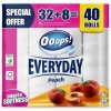 Toaletný papier, 3 vrstvový, malý kotúč, 328 kotúčov, OOOPS Everyday, broskyňa