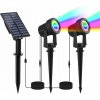 2x LED RGB záhradný reflektor zapichovací na hrote + Solárny panel, kábel 5m