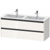 DURAVIT Ketho 2 závesná skrinka pod dvojumývadlo, 2 zásuvky, 1280 x 480 x 550 mm, biela vysoký lesk, K25266022220000