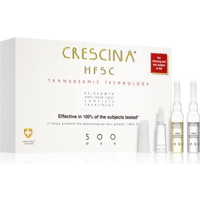 Crescina Transdermic 500 Re-Growth and Anti-Hair Loss starostlivosť pre podporu rastu a proti vypadávaniu vlasov pre mužov 20x3,5 ml