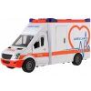 Auto ambulancia plast 28cm s lehátkom na zotrvačník so svetlom so zvukom