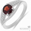 Nefertitis Prsteň strieborný s brúseným granátom a zirkónmi Ag 925 010436 GT - 54 mm (US 7), 2 g