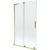Mexen Velar L, 2-krídlová posuvná vaňová zástena 110 x 150 cm, 8mm číre sklo, zlatý lesklý profil, 896-110-003-01-50