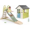 Set šmykľavka s dvojitou vlnou a domček s polovičnými dverami Toboggan XL Life Smoby dĺžka šmyku 230 cm s vodotryskom