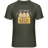 Mymate Predĺžené Tričko MY111 - Dizajn - Save water - Drink beer - Olive / Heather Olive - XXL - Pánske