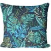 HomeView Obliečka na vankúš Jungle Breeze – intenzívne modré a zelené tropické listy na tmavomodrom podklade Veľkosť: 45x45 polyester