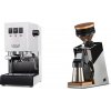 Gaggia New Classic E24, white + Eureka Mignon Single Dose PRO, Chrome & Oak