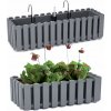 PlasticFuture Závesný kvetináč BOARDEE FENCYCASE W sivý, 58 cm