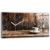 Moderný sklenený foto nástenný hodinový strojček s plynulými ručičkami 60x30 cm Šálka kávy
