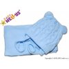 BABY NELLYS Zimná pletená čiapočka s šálom TEDDY - modrá s brmbolcami, vel. 62/68, 62/68 (3-6m)
